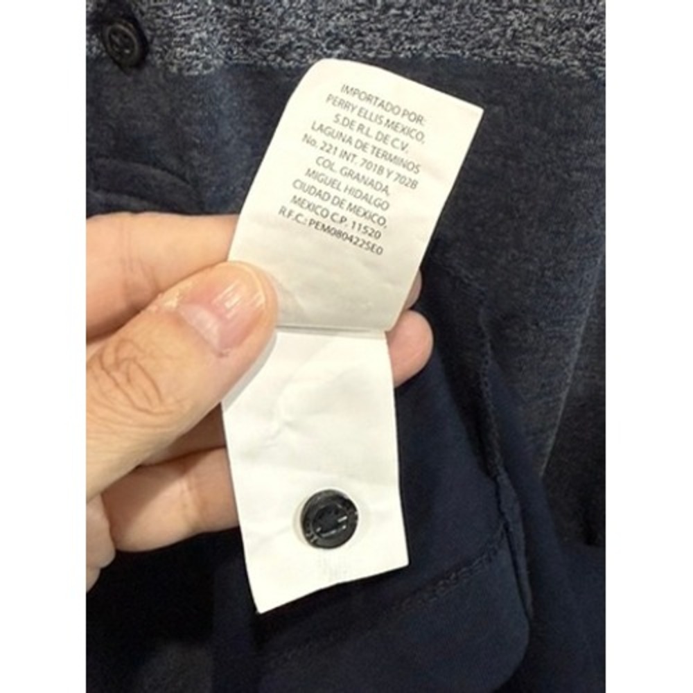 Perry Ellis Men XL Blue Colorblock Knit Polo Shirt Heathered Cotton Blend Preppy - Picture 5 of 7